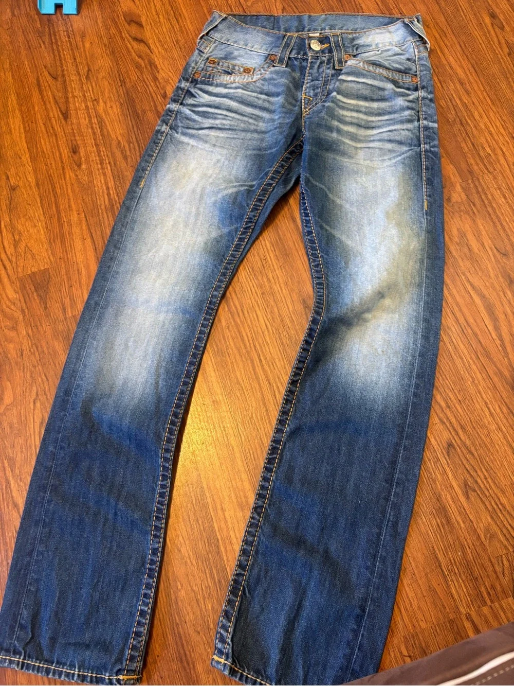True Religion Men's Two-Tone Blue Straight Jeans